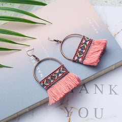 Native American Style Bead Paintbrush Fringe Earrings