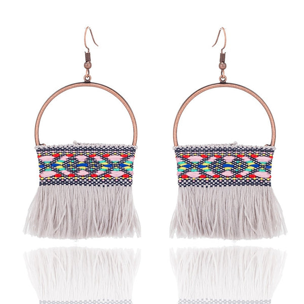 Native American Style Bead Paintbrush Fringe Earrings