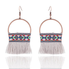 Native American Style Bead Paintbrush Fringe Earrings