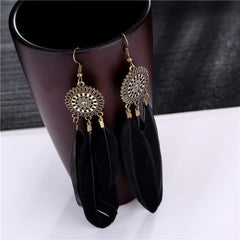 Black Feather Dream Catcher Drop Earrings ( Varied Styles )