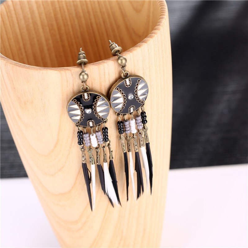 Black Feather Dream Catcher Drop Earrings ( Varied Styles )