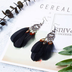 Black Feather Dream Catcher Drop Earrings ( Varied Styles )