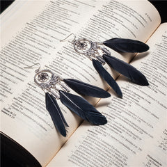 Black Feather Dream Catcher Drop Earrings ( Varied Styles )