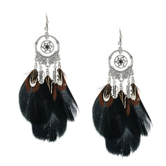Black Feather Dream Catcher Drop Earrings ( Varied Styles )