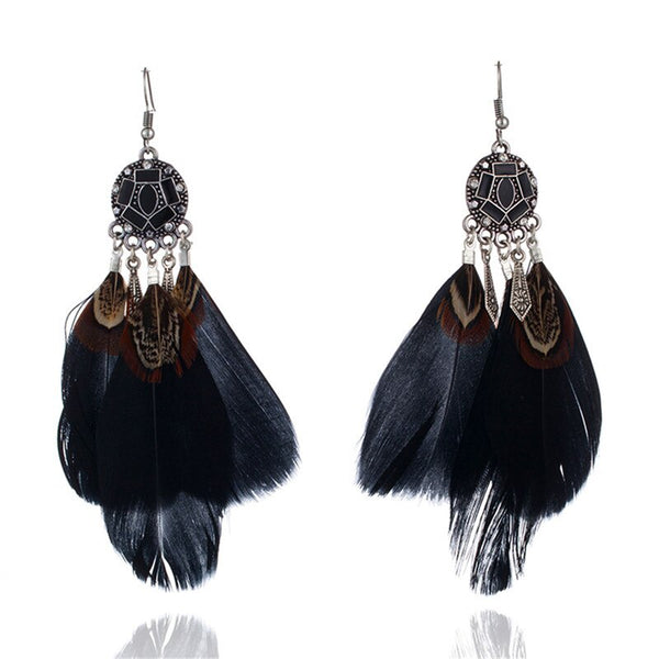 Black Feather Dream Catcher Drop Earrings ( Varied Styles )