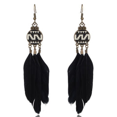 Black Feather Dream Catcher Drop Earrings ( Varied Styles )