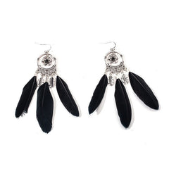 Black Feather Dream Catcher Drop Earrings ( Varied Styles )