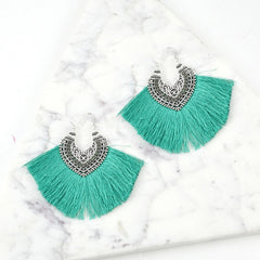 Large Fan Style Crescent Fringe Earrings
