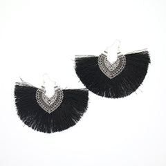 Large Fan Style Crescent Fringe Earrings
