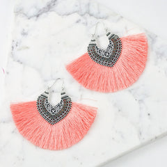 Large Fan Style Crescent Fringe Earrings