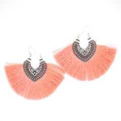 Large Fan Style Crescent Fringe Earrings