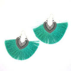 Large Fan Style Crescent Fringe Earrings