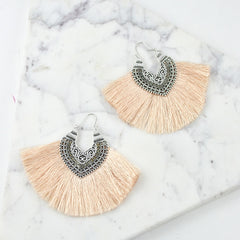 Large Fan Style Crescent Fringe Earrings