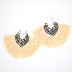 Large Fan Style Crescent Fringe Earrings