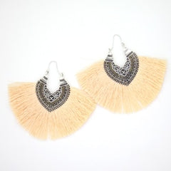 Large Fan Style Crescent Fringe Earrings