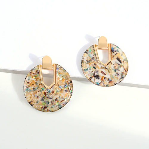 Acrylic Peacock Shell Colorful Post Earrings