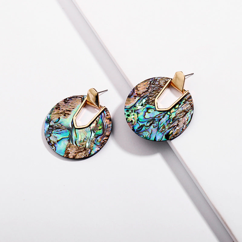 Acrylic Peacock Shell Colorful Post Earrings