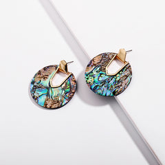 Acrylic Peacock Shell Colorful Post Earrings