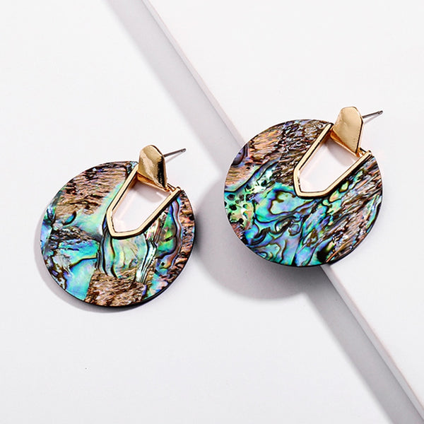 Acrylic Peacock Shell Colorful Post Earrings