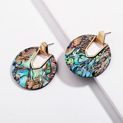 Acrylic Peacock Shell Colorful Post Earrings