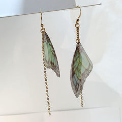 Butterfly And Golden Tassel Drop Earrings