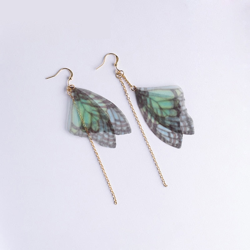 Butterfly And Golden Tassel Drop Earrings