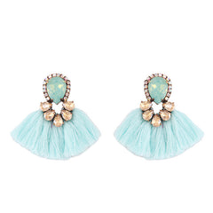 Tear Drop Crystal and Fringe Earrings