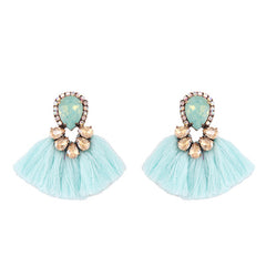 Tear Drop Crystal and Fringe Earrings