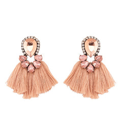 Tear Drop Crystal and Fringe Earrings