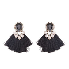 Tear Drop Crystal and Fringe Earrings