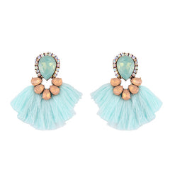 Tear Drop Crystal and Fringe Earrings