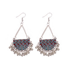 Clutch Shaped Fish Hook Boho Patterned Earrings