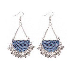 Clutch Shaped Fish Hook Boho Patterned Earrings