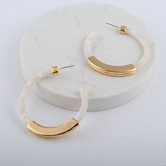 Leopard Print Acrylic Half Round Post Hoop Earrings