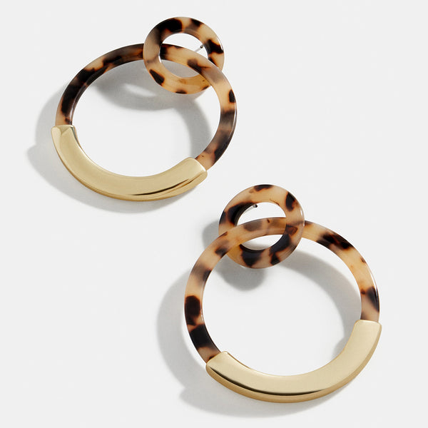 Leopard Print Acrylic Half Round Post Hoop Earrings