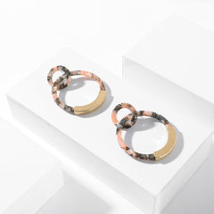 Leopard Print Acrylic Half Round Post Hoop Earrings
