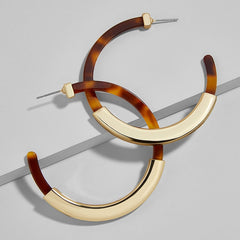 Leopard Print Acrylic Half Round Post Hoop Earrings