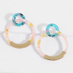 Leopard Print Acrylic Half Round Post Hoop Earrings