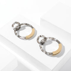 Leopard Print Acrylic Half Round Post Hoop Earrings