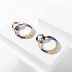 Leopard Print Acrylic Half Round Post Hoop Earrings