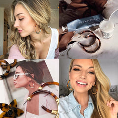 Leopard Print Acrylic Half Round Post Hoop Earrings