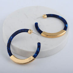 Leopard Print Acrylic Half Round Post Hoop Earrings