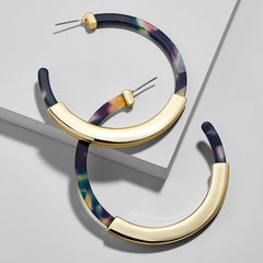 Leopard Print Acrylic Half Round Post Hoop Earrings