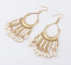 Drop Bead And Tassel Ring Style Earrings