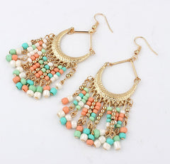 Drop Bead And Tassel Ring Style Earrings