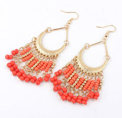 Drop Bead And Tassel Ring Style Earrings