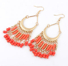 Drop Bead And Tassel Ring Style Earrings