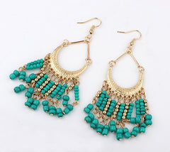 Drop Bead And Tassel Ring Style Earrings