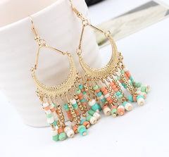Drop Bead And Tassel Ring Style Earrings