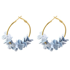 Bohemian Cotton Flower Petal Hoop Earrings